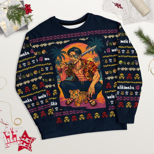 Yakuza Majima Ugly Christmas Sweater | Like a Dragon Pirate Yakuza in Hawaii | Gamer Holiday Sweater Anime Cosplay Gift