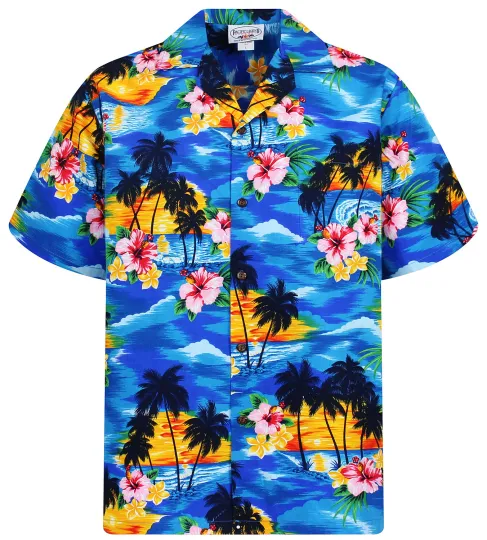Discover PLA Original Hawaiian Shirt, Blue Pink Flower