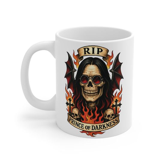 Discover RIP Tribute Skull Coffee Mug: Heavy Metal Fan Gift