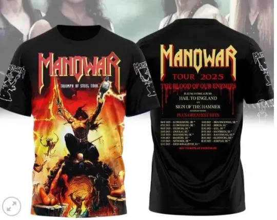 Discover Manowar Tour 2025 3D T-Shirt for Men