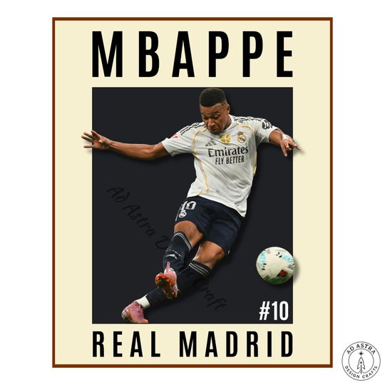 Discover Kylian Mbapp Real Madrid Poster: Football Wall Art (Digital Download)
