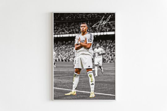 Kylian Mbappe Signed Football Poster