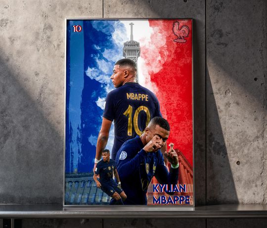 Kylian Mbappe France Poster Premium Matte Vertical Wall Art