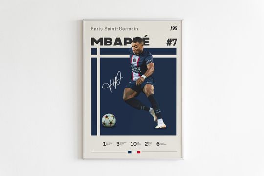 Discover Kylian Mbappé Vertical Poster: Minimalist Football Art Print