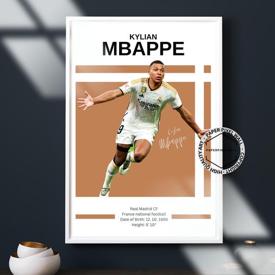 Kylian Mbappé Real Madrid Poster - Football Wall Art