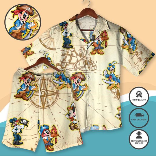Mickey Cruise Hawaiian Shirt and Shorts Set for Men