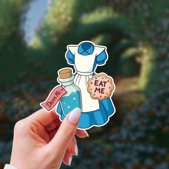 Discover Alice in Wonderland Sticker | Drink Me Potion | Eat Me Cookie | Waterproof Vinyl Stickers | Disney Inspired Stickers