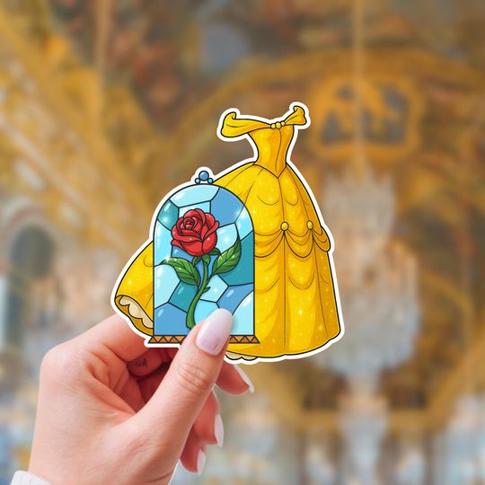Belles Ball Gown Sticker | Beauty and the Beast Waterproof Vinyl Stickers | Disney Inspired Stickers