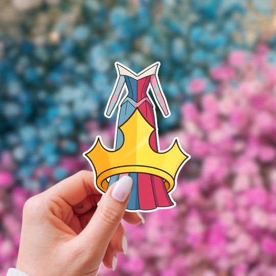 Discover Princess Aurora Dress Sticker | Sleeping Beauty Sticker | Waterproof Vinyl Stickers | Disney Inspired Stickers