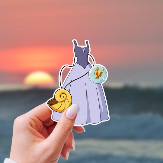 Vanessa Necklace and Dress Sticker | Ursula Sticker | The Little Mermaid Waterproof Vinyl Stickers | Disney Villain Inspired Stickers