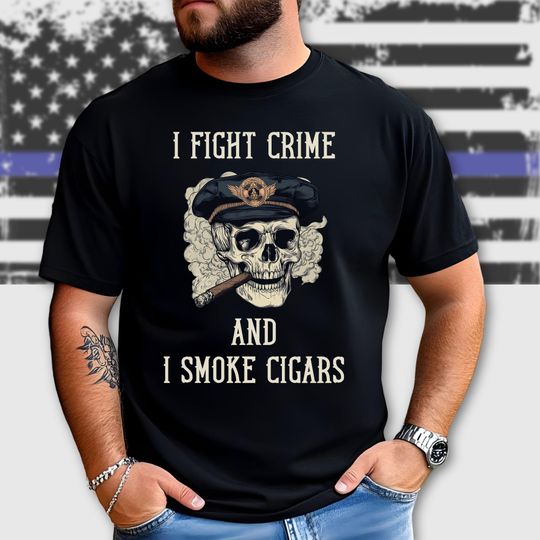 Discover Police Cigar Skull Shirt, Officer Smoking Cigars T-Shirt, Law Enforcement Lounge Tee,