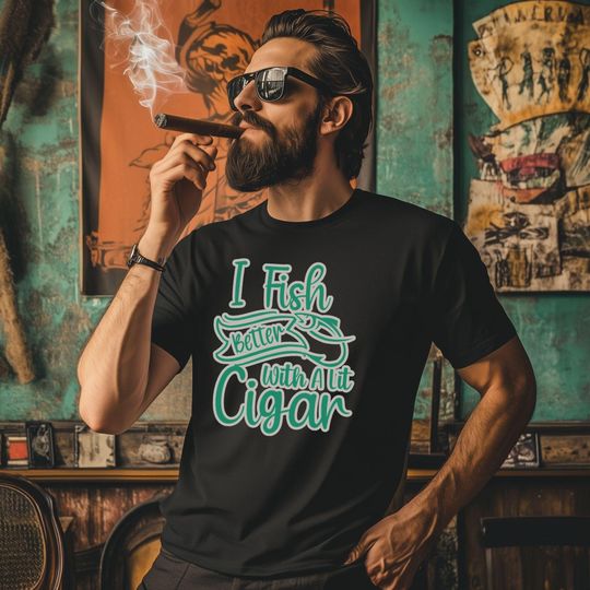 Discover Cigar Fish T-Shirt, Fishing Shirt, Smoking Camping Cigars Tee