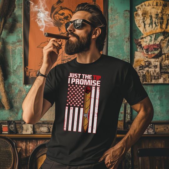 Discover Cigar Flag T Shirt, American Flag Vintage Shirts