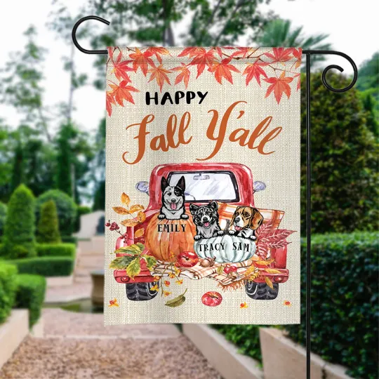 Discover Happy Fall Y'all Dog Truck Flag, Fall Dog Flag, Dog Lovers Gift, Pumpkin Spice