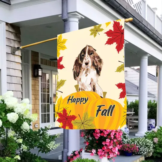 Welcome To Our Home Fall Dog Flag, Fall Dog Flag, Dog Lovers Gift, Pumpkin Spice