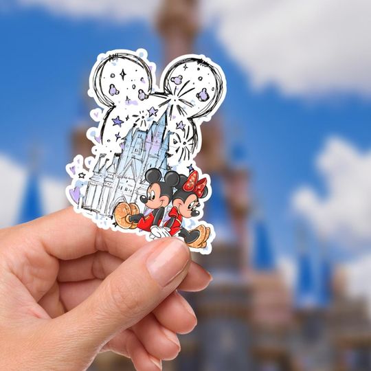 Disneyy Minnie Mickey Mouse Waterproof Disney Laptop Stickers/  Stitch Ohana Aloha planner stationery decal water bottle cell phonelogo