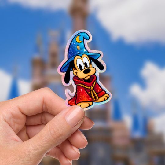 Discover Sorcerer Pluto Sticker Waterproof Disney Laptop, Pixie Dust Disney Mickey Mouse Disneying Theme Park Vacation, Castle Park Mouse