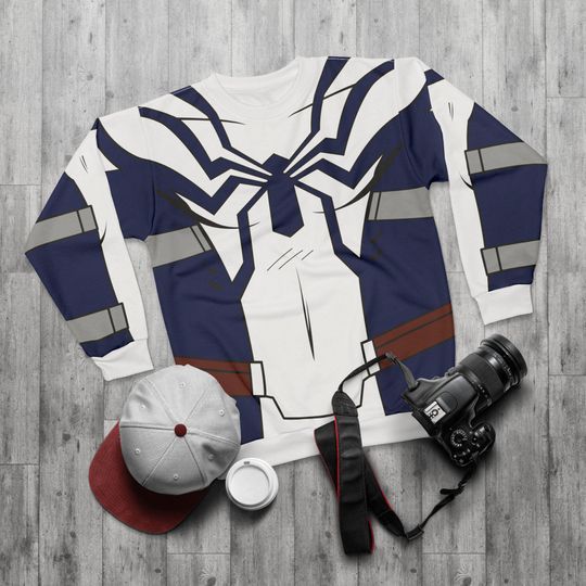 Spider-Man White Suit Long Sleeve Shirt, Your Friendly Neighborhood Spider-Man Costume, Comic-Con Outfit, Marvel Character-Inspired Cosplay