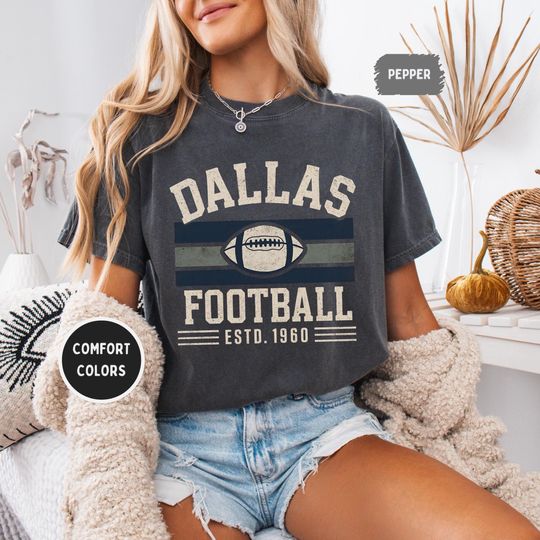 Discover Vintage Dallas Football Comfort Colors Shirt - Unisex Tee, Retro Dallas Team T-shirt, Distressed Sports Apparel, Gift for Football Fans,