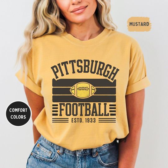 Discover Vintage Pittsburgh Football T-shirt, Retro Pittsburgh Shirt, Comfort Colors Unisex Top, Sports Fan Gift, Distressed Gameday Football tee