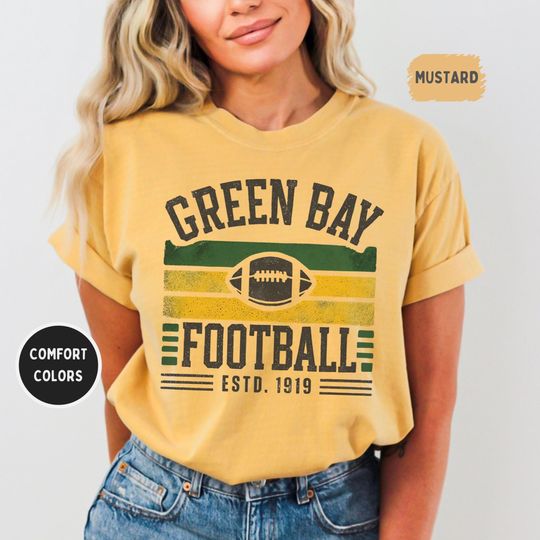 Discover Vintage Green Bay Football Comfort Colors T-shirt, Wisconsin Unisex Tee Shirt, Green Bay Fan Apparel, Football Sunday Shirt, Game Day Attire