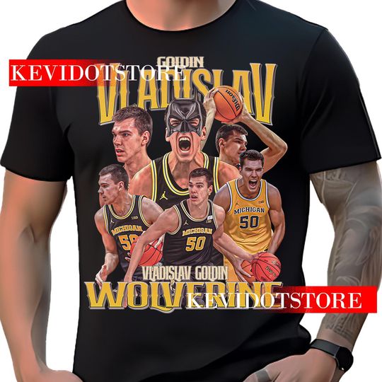 Discover Vladislav Goldin Shirt Athlete Basketball Michigan Player t-shirt Bootleg Vintage Design 2025