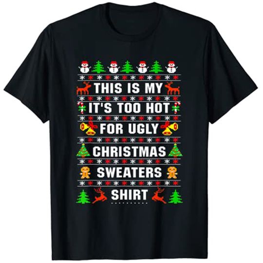 Discover This Is My Ugly Sweater Funny Christmas Xmas Holiday Gifts T-Shirt Sayings Graphic Tee Tops Women's Fashion Holiday Clothing