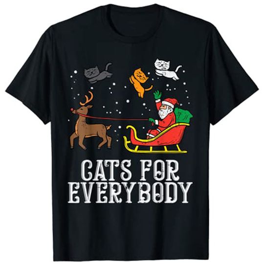 Discover Cats for Everybody Santa Funny Christmas Pajama Xmas Women T-Shirt Tops