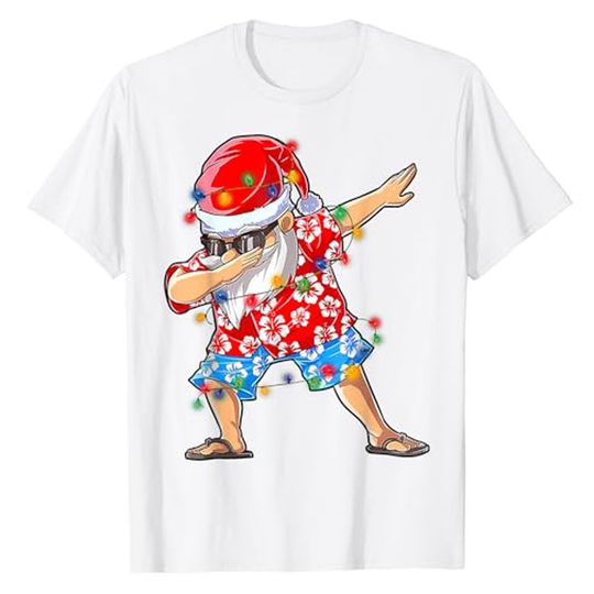 Discover Dabbing Santa Christmas in July Boys Men Hawaiian Xmas Dab T-Shirt Humor Funny Summer Fashion Vacation Tee Holiday Clothes Gifts