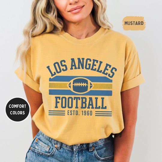 Discover Vintage Los Angeles Football Comfort Colors T-shirt, Retro Football Tee, Los Angeles shirt. Fan Gift, Unisex Graphic Distressed Football tee
