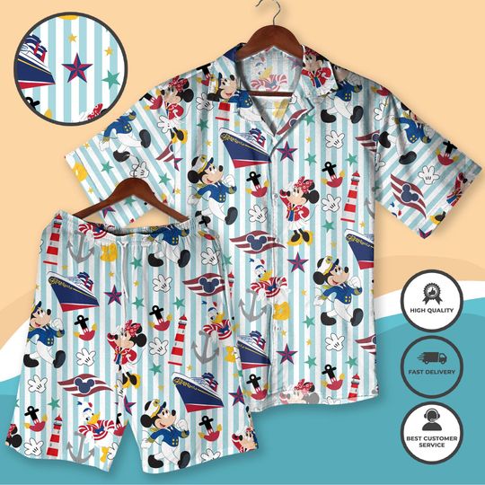 Mickey Cruise Hawaiian Shirt and Shorts Set for Men