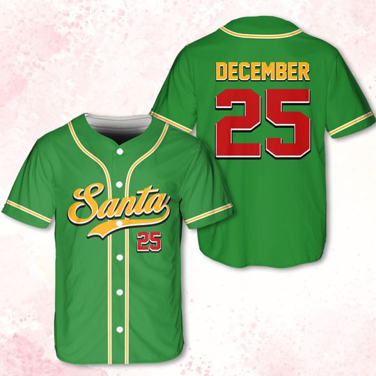 Discover Personalized Santa Christmas Baseball Jersey Custom Name Number Family Matching Holiday Outfit Festive Christmas Eve Shirts Unique Gift Idea