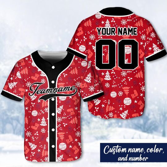 Discover Personalized Christmas Baseball Jersey, Custom Name Baseball Jersey, Santa Clause, Gingerbread Shirt, Snowmen Jersey, Jersey For Party