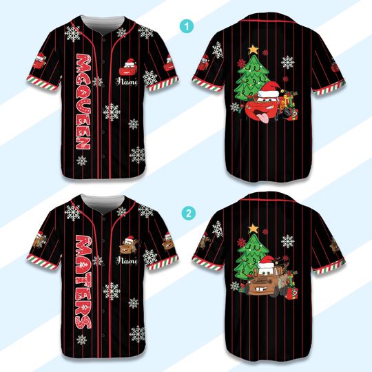 Discover Personalized Ddisney Baseball Jersey Llightning McQueen Jersey Custom Christmas Jersey Christmas Matching Outfit For Ddisney Family Trip