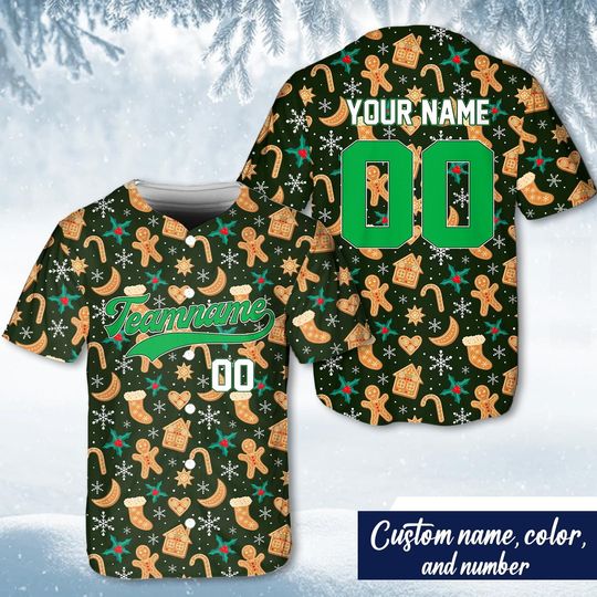 Discover Personalized Christmas Baseball Jersey, Custom Name Baseball Jersey, Santa Clause, Gingerbread Shirt, Snowmen Jersey, Jersey For Party