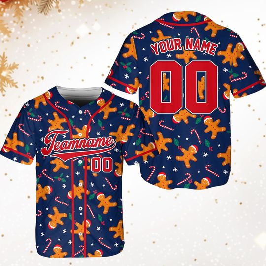 Discover Personalized Christmas Baseball Jersey, Custom Name Baseball Jersey, Santa Clause, Gingerbread Shirt, Snowmen Jersey, Jersey For Party