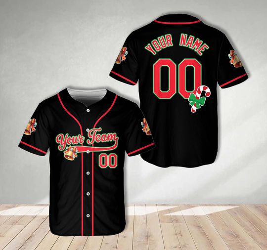 Discover Custom Color Merry Christmas Baseball Jersey, Personalized Name Number Christmas Bells Jersey, Christmas Gift For Kids & Adult Baseball Fans
