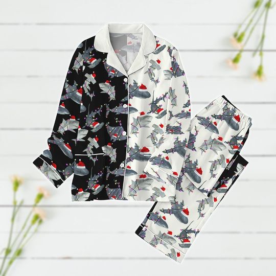 Discover Shark Christmas Pajamas, Santa Hat Shark Holiday Pajamas