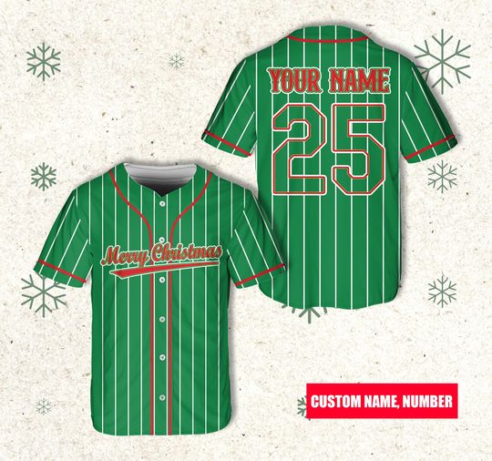 Discover Personalized Name Christmas Baseball Jersey, Custom Merry Christmas Family Group Matching Jersey, Holiday Christmas Gift For Baseball Lovers
