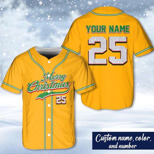 Discover Custom Christmas Baseball Jersey, Personalized Holiday Shirt, Family Matching Outfits, Festive Baseball Uniform, Custom Name and Number