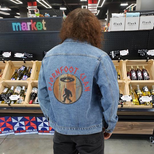 BJORN FOOT Bigfoot UFO Denim Trucker Jacket, Men's Outerwear
