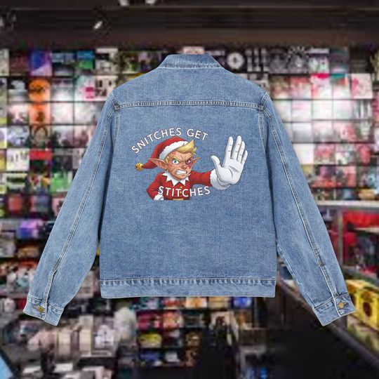 Snitches Get Stitches Denim Trucker Jacket - Graphic Streetwear