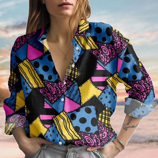 Sally Blouse Shirt, Nightmare Before Christmas Shirt, Magic Kingdom Casual Shirt, Disneyland Women Shirt, Halloween Disney Gifts