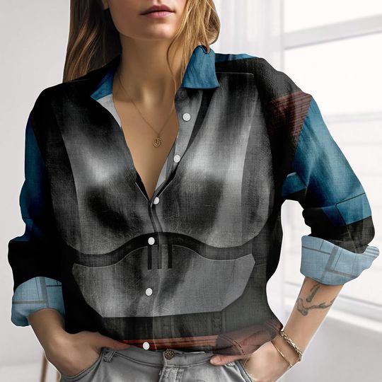 Bo-Katan Cosplay Linen-Look Shirt, Star Wars Women Shirt, Warrior Blouse Tops Women, Mandalorian Casual Shirt, Halloween Gifts