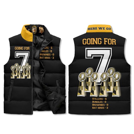 Steeler Puffer Vest Black & Gold Winter Sleeveless Jacket