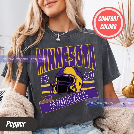 Discover Minnesota Football Vintage Style Comfort Colors Shirt, Vintage Vikings T-Shirt, Vintage Minnesota T-Shirt, Retro Minnesota Fan Gift FTD28