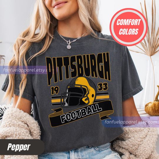 Discover Pittsburgh Football Comfort Colors T-Shirt, Vintage Unisex Pittsburgh Shirt, Retro Steeler Football Tee, Vintage Pittsburgh T-Shirt FTD11