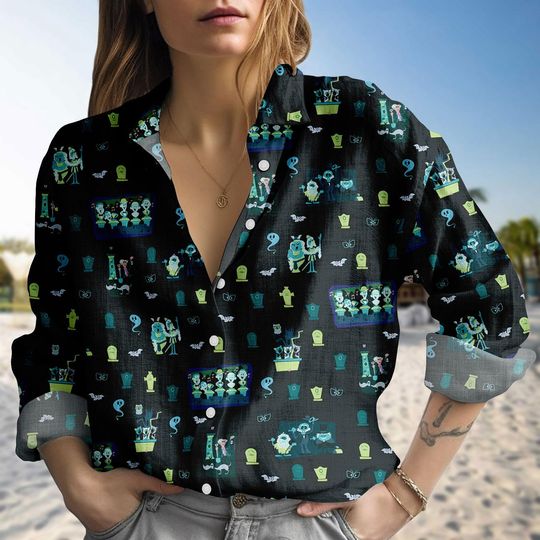 Discover Vintage Disney Haunted Mansion Blouse Shirt, Welcome Foolish Mortals Women Shirt, Disney Halloween Gift