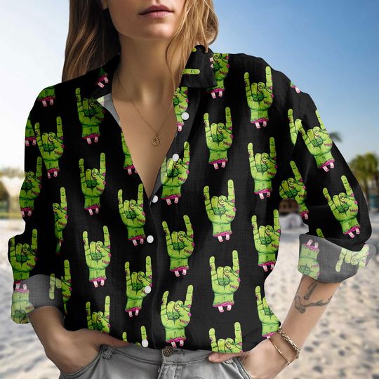 Rock On Zombie Hand Blouse, Horror Rock Shirt, Creepy Cute Zombie Hand Blouse, Zombie Hand Women Blouses, Horror Shirt, Birthday Gift