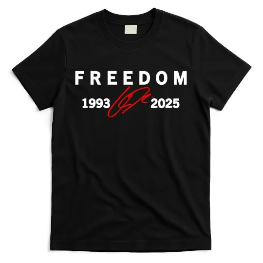Freedom Red Signature 1993-2025 Christian T-Shirt Charlie Kirk Tribute